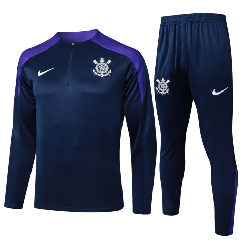 Conjunto Adulto Corinthians 2024 - Treino - NIKE - Azul e Roxo