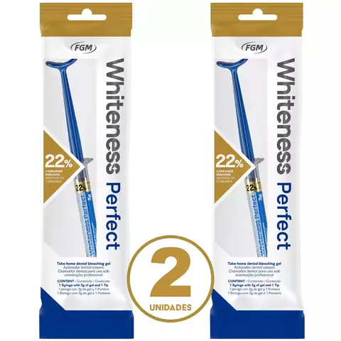 Clareador Dental Whiteness Perfect 22% da FGM em duas seringas avulsas para clareamento dental