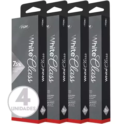 Caixa do clareador dental Whiteness Class com 4 unidades de 7,5% de concentração.