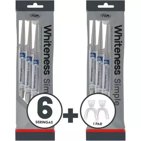 Clareador Dental Whiteness Simple 16% - FGM - 6 Un + 1 Par de Moldeiras