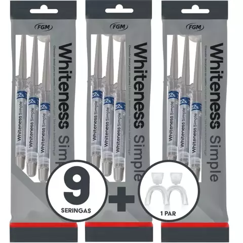 Clareador Dental Whiteness Simple 16% - FGM - 9 Un + 1 Par de Moldeiras - comprar online