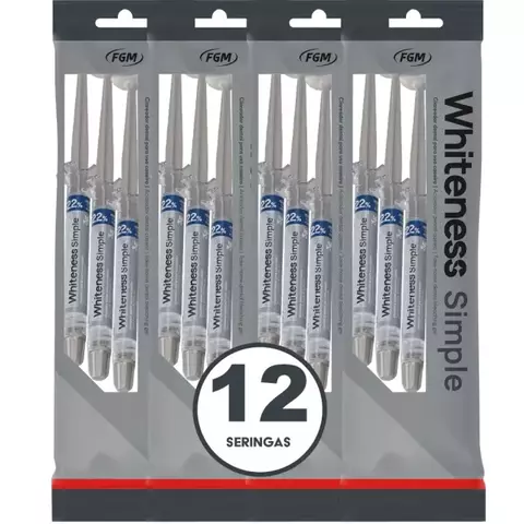 Pacote com 12 seringas do clareador dental Whiteness Simple 22% da FGM