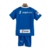 Kit infantil Al Hilal I 23/24 da Puma, na cor azul com detalhes em branco, exibindo a parte de trás da camiseta e calção.