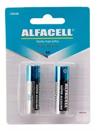 Pilha Super Alcalina AA Pacote com 2 Unidades 1.5V Alfacell LR6