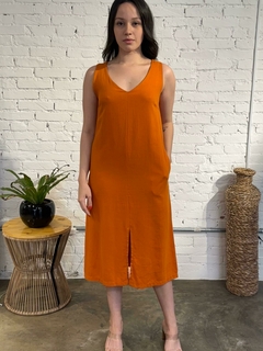 Vestido Rita Linho Laranja
