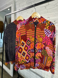 Jaqueta Bomber Dupla Face Floral