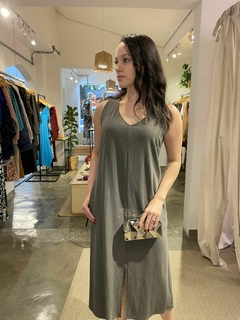 Vestido Rita Linho Verde Militar - comprar online