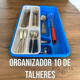 Organizador De Talheres Para Gaveta De Cozinha Com 10 Divisões - Bandeja Separadora De Talheres