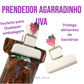 Prendedor De Embalagem Agarradinho Uva Com 04 Peças Sela Saco Fecha Embalagem Fecha Saquinhos De Alimentos
