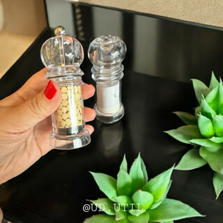 Kit Saleiro e Pimenteiro Moedor de Sal Pimenta Especiarias Em Acrílico Premium