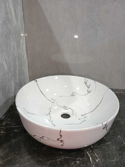 BACHA APOYO PORCELANA REDONDA CARRARA