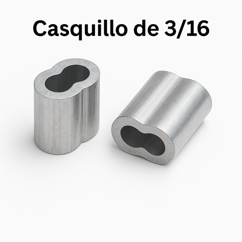 Casquillo en Aluminio Tipo 8 Reforzado para Cable de Acero 3/16. - comprar en línea