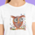 Camiseta A Coruja Curiosa - Feminina Adulto - 100% Algodão Branca