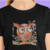 Camiseta A Coruja Curiosa - Feminina Adulto - 100% Algodão Branca