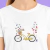 Camiseta Bicicleta Amarela - Feminina Adulto 100% Algodão Branca