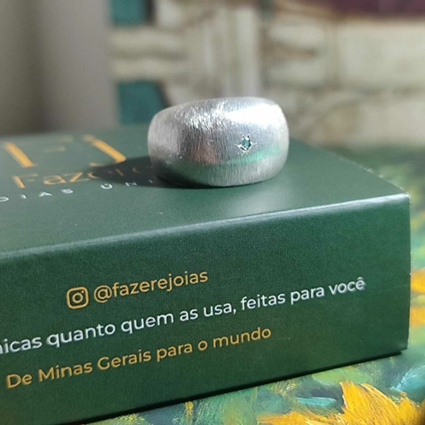 Anel Bombe em prata com turmalina Paraíba
