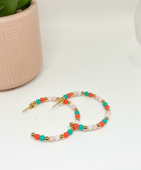 Brinco Argola Colorida Banhado a Ouro