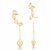 Brinco Ear Cuff Longo dois em um com Folhas banhado a Ouro 18K