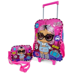 KIT Mochila Luxcel de Rodinhas Infantil Lol Surprise + Lancheira Luxcel Lol Surprise
