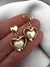 Aros doble corazón perla