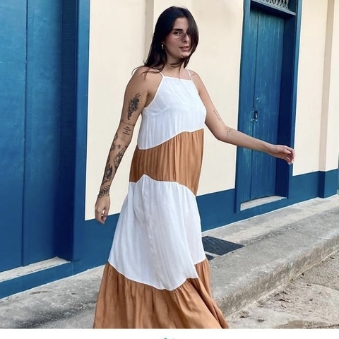 VESTIDO LONGO BICOLOR