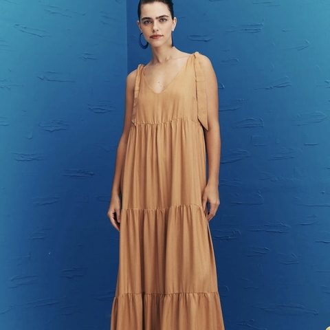 VESTIDO LONGO LAÇOS OMBRO