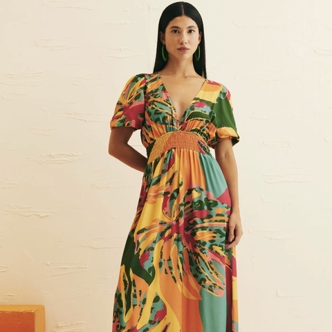 VESTIDO MIDI DECOTE PROFUNDO