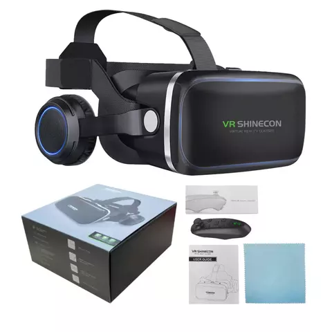VR Shinecon 6.0 Óculos de Realidade Virtual, Capacete Estéreo 3D com Controle
