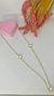 Colar Longo Trevo Cristal Ouro