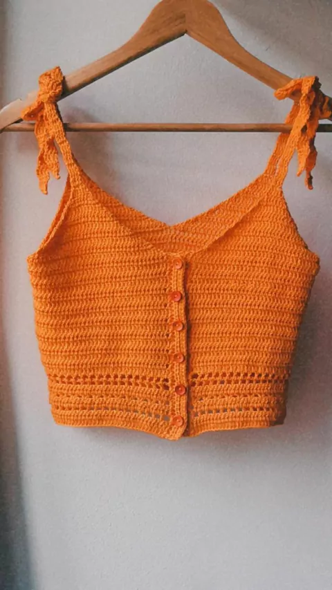 Top Tejido Mujer Color Naranja Talle S y M