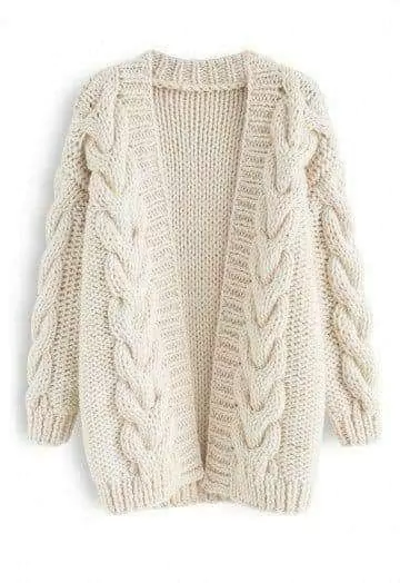 Cardigan Mujer Diseño Liso Color Blanco Talle M y S