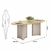 Conjunto Sala de Jantar Mesa Berlim 218cm Tampo Orgânico Dourado c/8 Cadeiras Moscou Linho Bege - ArteCasa - Móveis e Decorações