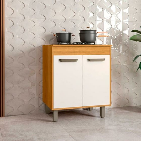 Balcão Minasse 2 Portas com Tampo 70cm Freijó/Off White