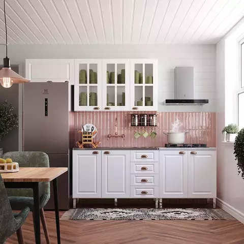 Cozinha Compacta 4 Peças com Vidro e Tampo Cooktop Rubi Branco Polar/Branco Pet