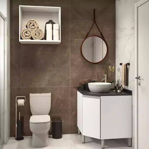 Gabinete para Banheiro sem Furação com Nicho Branco Suprema Branco Polar