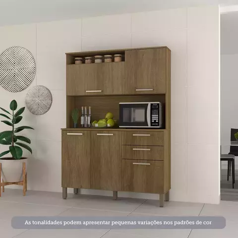 Cozinha Compacta 5 Portas e 2 Gavetas com Tampo Carvalho/Avelã