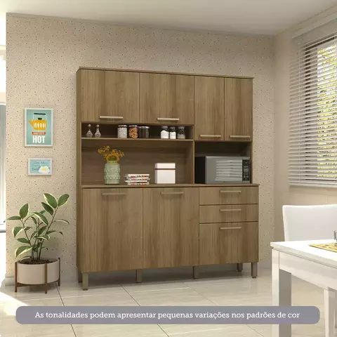 Cozinha Compacta 7 Portas e 2 Gavetas com Tampo Carvalho/Avelã