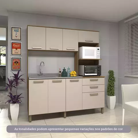 Cozinha Compacta 8 Portas e 2 Gavetas sem Tampo sem Fundo Carvalho/Cinnamon