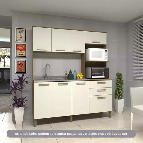 Cozinha Compacta 8 Portas e 2 Gavetas sem Tampo sem Fundo Carvalho/Arenas