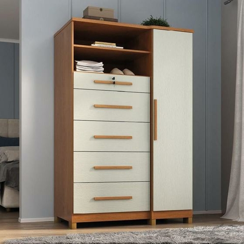 Comoda Sapateira Ísis 1 Porta 5 Gavetas 115cm - comprar online
