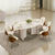 Conjunto Sala de Jantar Mesa Berlim 218cm Tampo Orgânico com 8 Cadeiras Moscou Boucle Pérola/Off White
