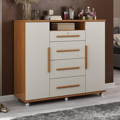 Cômoda Sapateira Veneza 2 Portas 4 Gavetas 135cm - comprar online
