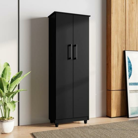 Armário Lavanderia Multiuso Olivia 2 Portas Preto