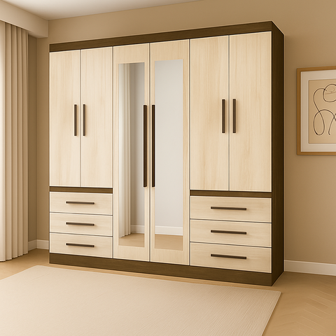 Guarda Roupa Casal Toulouse 6 Portas 6 Gavetas - Espelho Opcional - comprar online