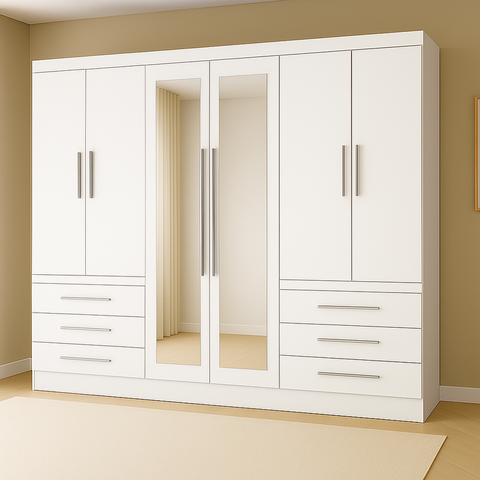 Guarda Roupa Casal Toulouse 6 Portas 6 Gavetas - Espelho Opcional - comprar online