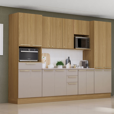 Cozinha Completa 6 Peças com Espaço para Micro-ondas e Tampo 320cm Elena