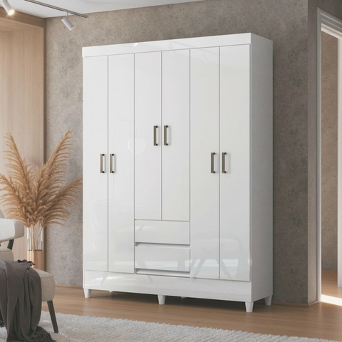 Guarda Roupa Glory 6 Portas 2 Gavetas com Pés - comprar online