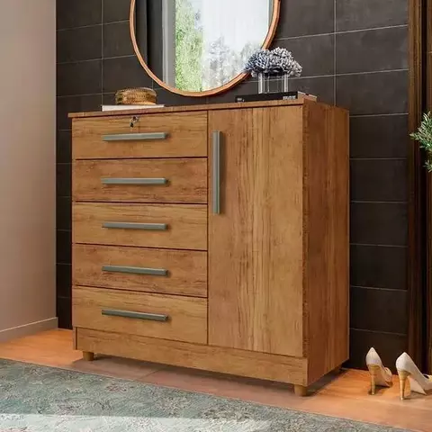 Cômoda para Quarto 1 Porta 5 Gavetas Vicente - comprar online