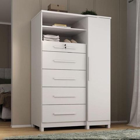 Comoda Sapateira Ísis 1 Porta 5 Gavetas 115cm - comprar online