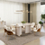 Conjunto Sala de Jantar Mesa Berlim 180cm Tampo Off White c/8 Cadeiras Moscou Boucle Terracota